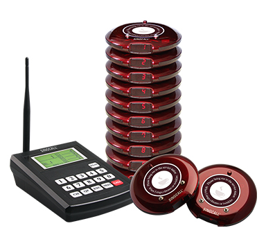 Wireless coaster paging and queuing system